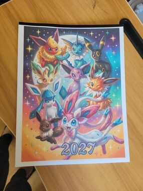 💀NEW💀 Hand Crafted Home Office Calendar 2027 - Multicolor Fantasy Eeveelutions